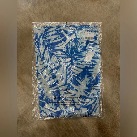 Retrofete SER.O.YA Iggy Blue Palm Mini Silk Dress Size Large Strapless NWT Beach - Picture 5 of 5